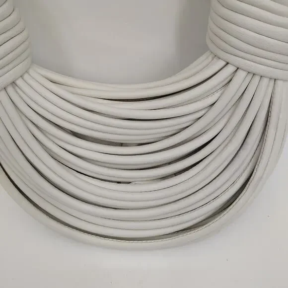 Tiffany & Fred Smooth Leather String Cord Knot Statement White Shoulder Bag - Picture 15 of 16